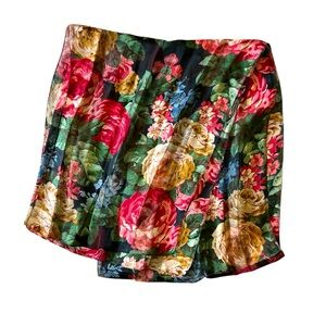 Satin floral long scarf shawl